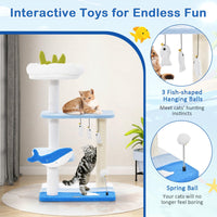 Tangkula Ocean-Themed Cat Tree, 3-Level Cat Tower, 34"