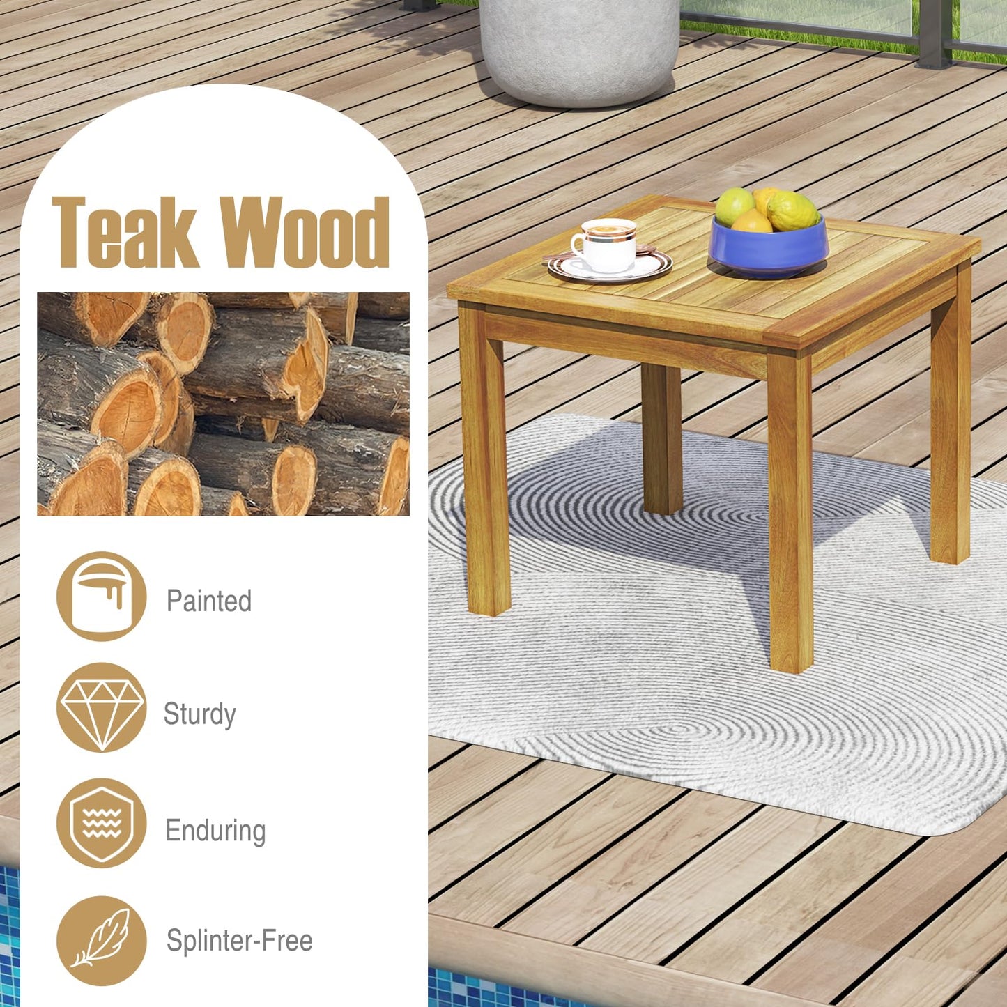 Table d'appoint d'extérieur Tangkula pour porche, terrasse, jardin, intérieur