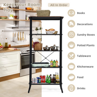 Tangkula 5 Layer Bookshelf, Freestanding Storage Shelving Unit with Steel Frame