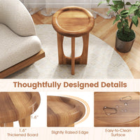 Table d'appoint Tangkula 14" en acajou avec plateau rond et pieds croisés en bois massif
