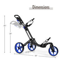 Tangkula Golf Push Cart with 360 Rotating Front Wheel, Aluminum Collapsible 3 Wheels Golf Pull Cart, Golf Trolley w/Elastic Strap