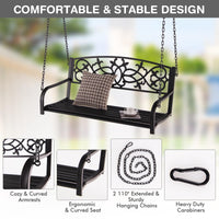 Tangkula 2 Person Porch Swing, Hanging Patio Swing Bench with Chains
