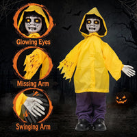 Tangkula Halloween Animated Life Size Scary Boy with Light Up Eyes