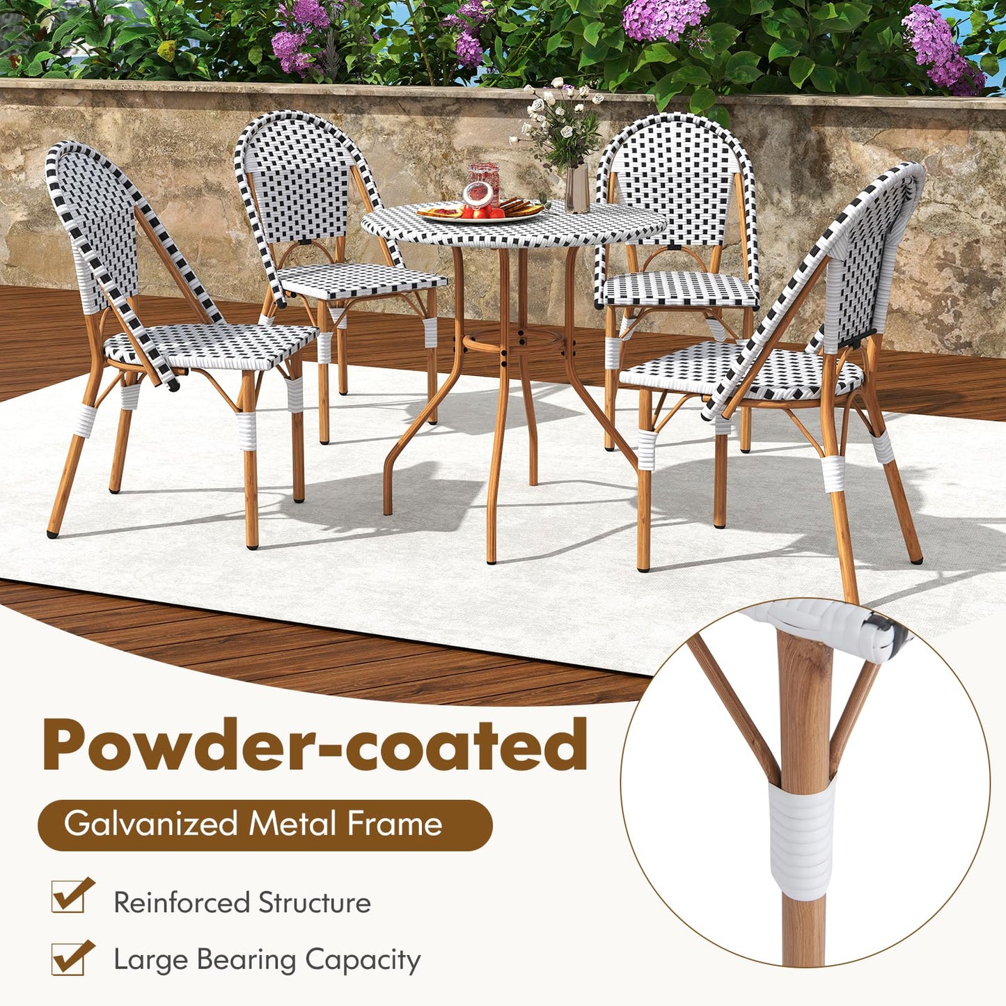 Tangkula 3 Piece French Bistro Table Chair Set
