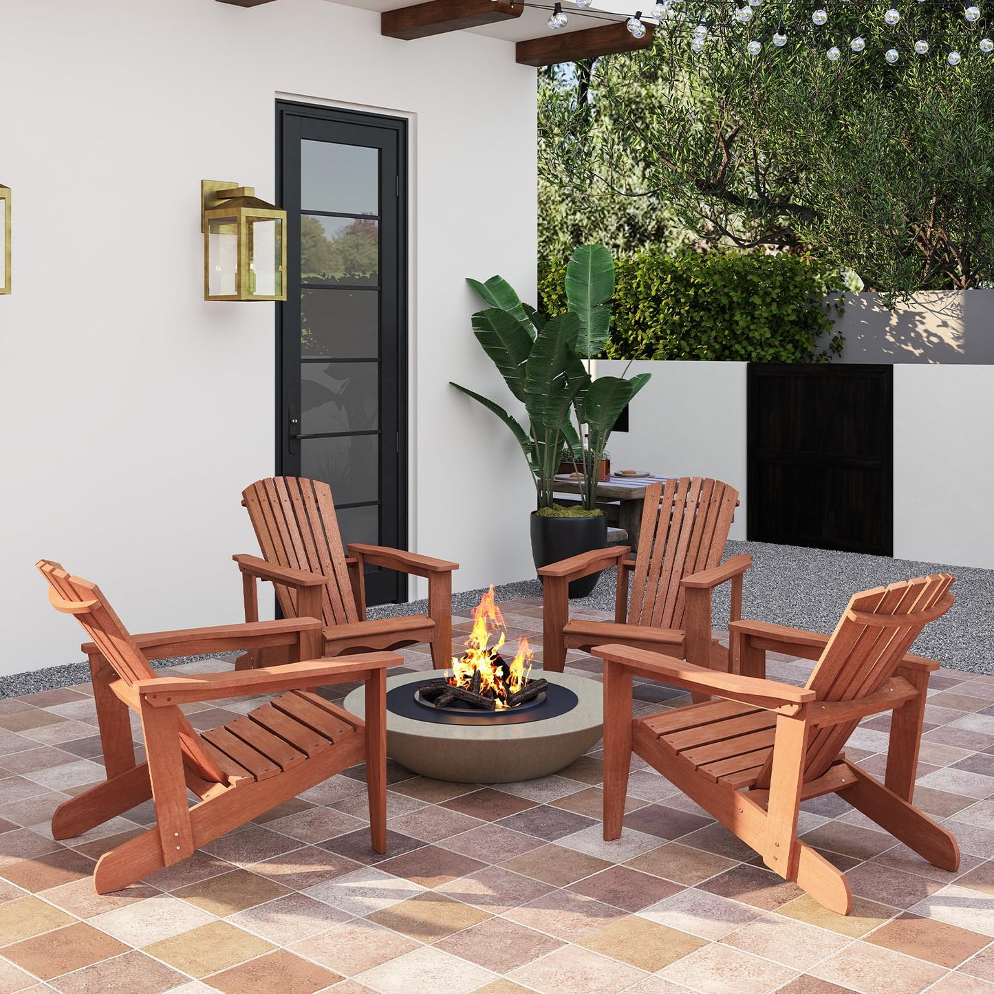 Tangkula Adirondack Chair | Solid Wood Garden Chair with High Backrest (1/2/4)