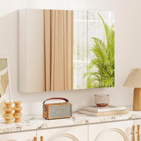 Tangkula 36" Wide Wall Mount Mirrored Bathroom Medicine Cabinet Storage 3 Mirror Door