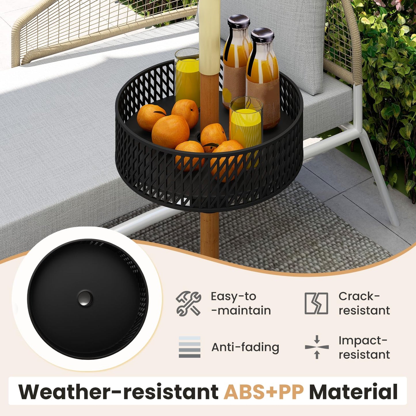 Tangkula Patio Umbrella Table Tray for Beach Garden Poolside