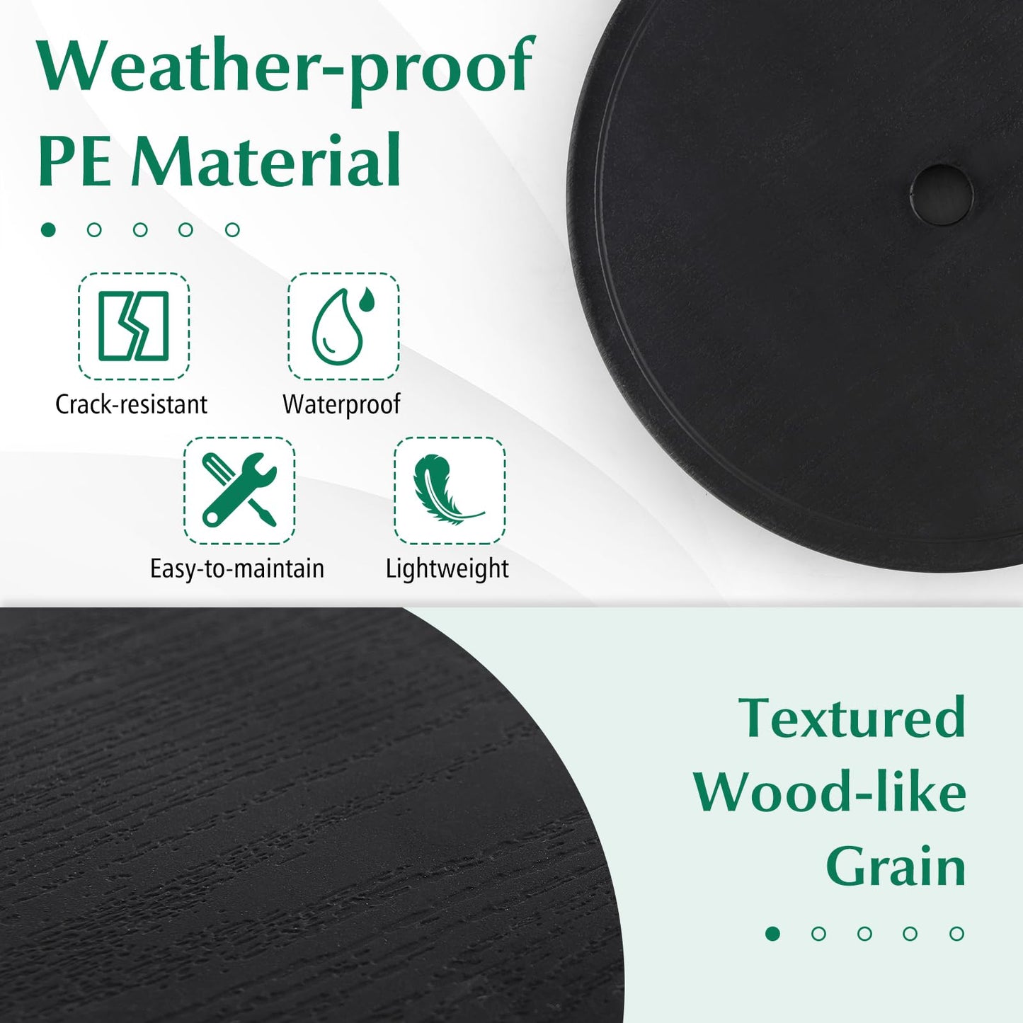 Tangkula 20” Outdoor Adjustable Umbrella Table, Round Umbrella Table Tray w/ 1.5” Umbrella Hole