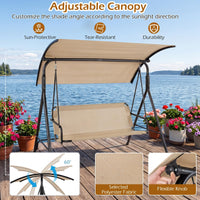Tangkula 3 Seat Outdoor Patio Swing Chair with Breathable Mesh Fabrics