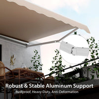 Tangkula 12 Ft × 10 Ft Retractable Awning with Crank Handle and Water-Resistant Polyester