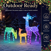 Tangkula 3-Piece RGB Lighted Christmas Deer Family Set with APP Control