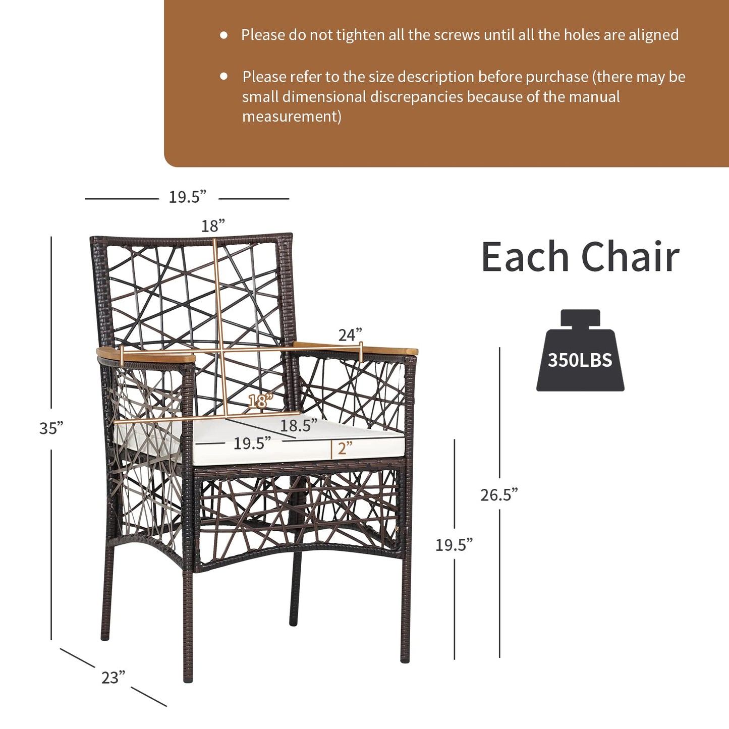 Tangkula Set of 2 Outdoor Dining Chairs, Patio Bistro Chairs with Acacia Wood Armrests and Soft Cushions