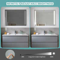 Tangkula 80CMx60CM LED Bathroom Mirror with Steplessly Adjustable Brightness