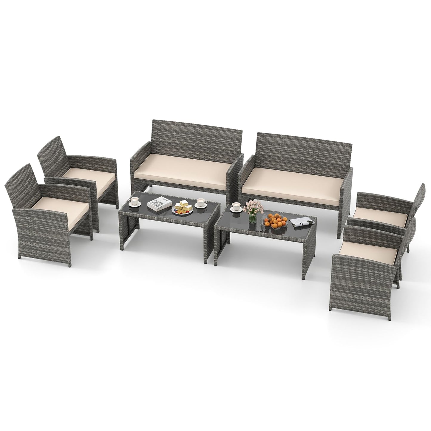 Tangkula 4 Piece Patio Wicker Furniture Set