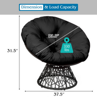 Tangkula Papasan Chair Rattan Ergonomic Chair w/ 360-degree Swivel and Soft Cushion, Solid Structure & Stable Base