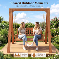 Tangkula 2-Seater Wood Porch Swing with Stand