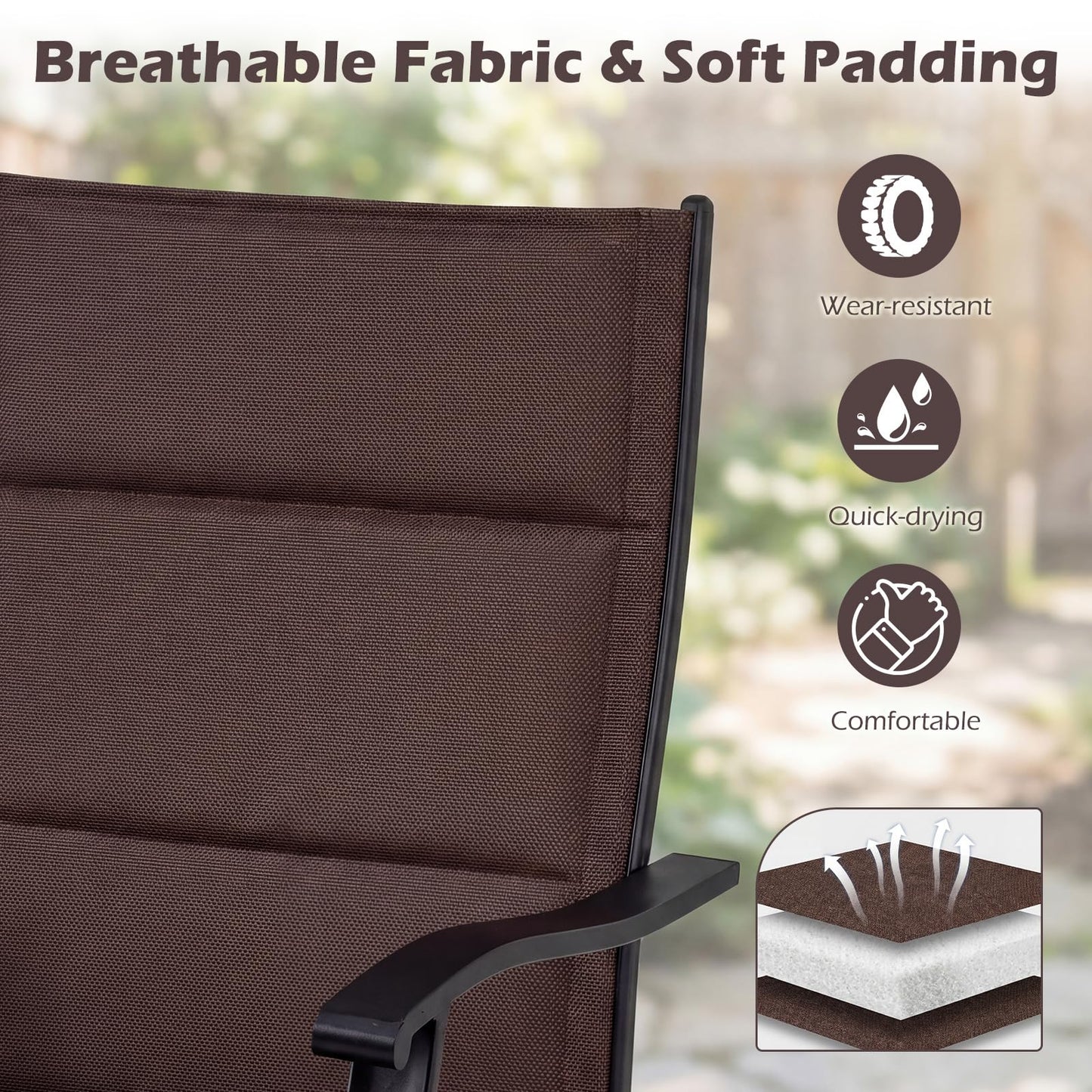 Tangkula 4 Swivel Chairs and 37" Square Patio Table with Umbrella Hole