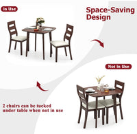 Tangkula Dining Table Set for 2, Kitchen Table and Chairs Set of 2 with Cushioned Seat