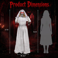 Tangkula 5.7 FT Animated Halloween Ghost Bride Decoration with Swapped Face