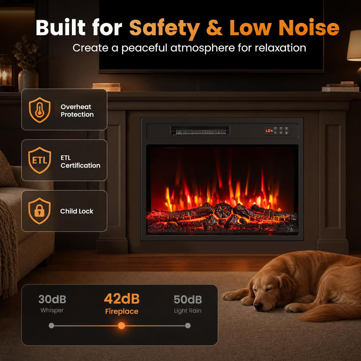 Tangkula 23 Inch Recessed Electric Fireplace with Remote