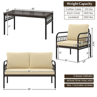 Tangkula 4 Pieces Patio Furniture Set, Outdoor Wicker Conversation Bistro Set