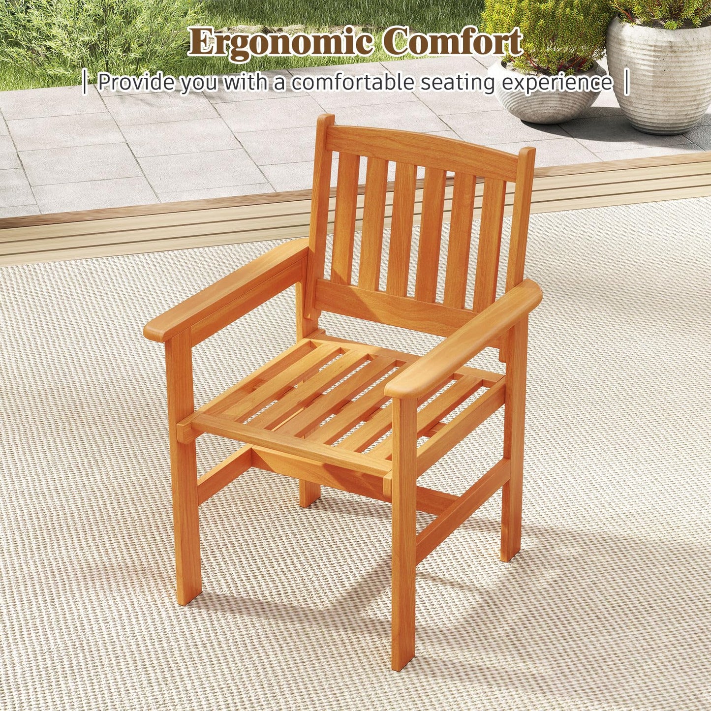 Tangkula Patio Chairs Set Outdoor Wooden Dining Chairs