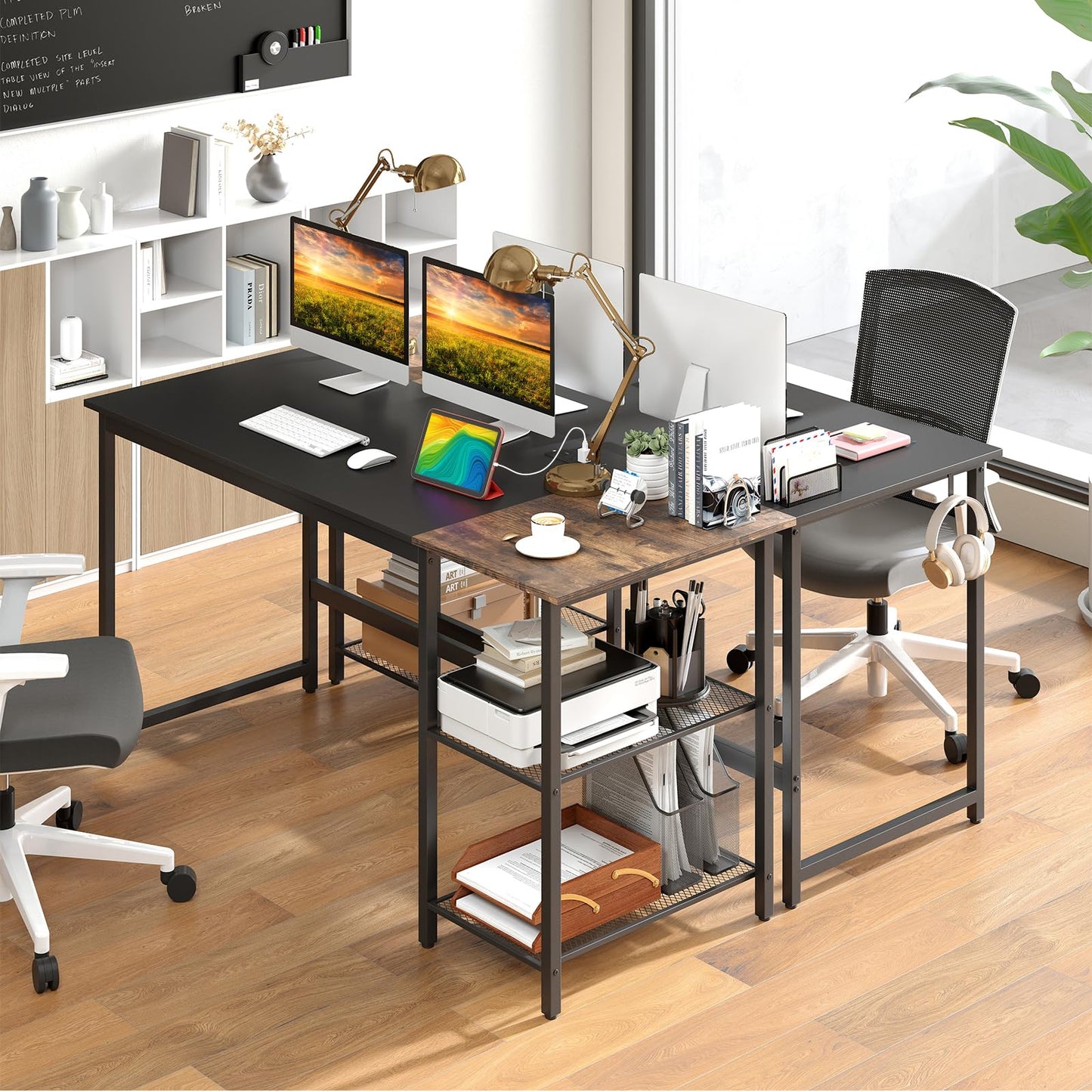 Tangkula 59 Inch Computer Desk with Charging Station