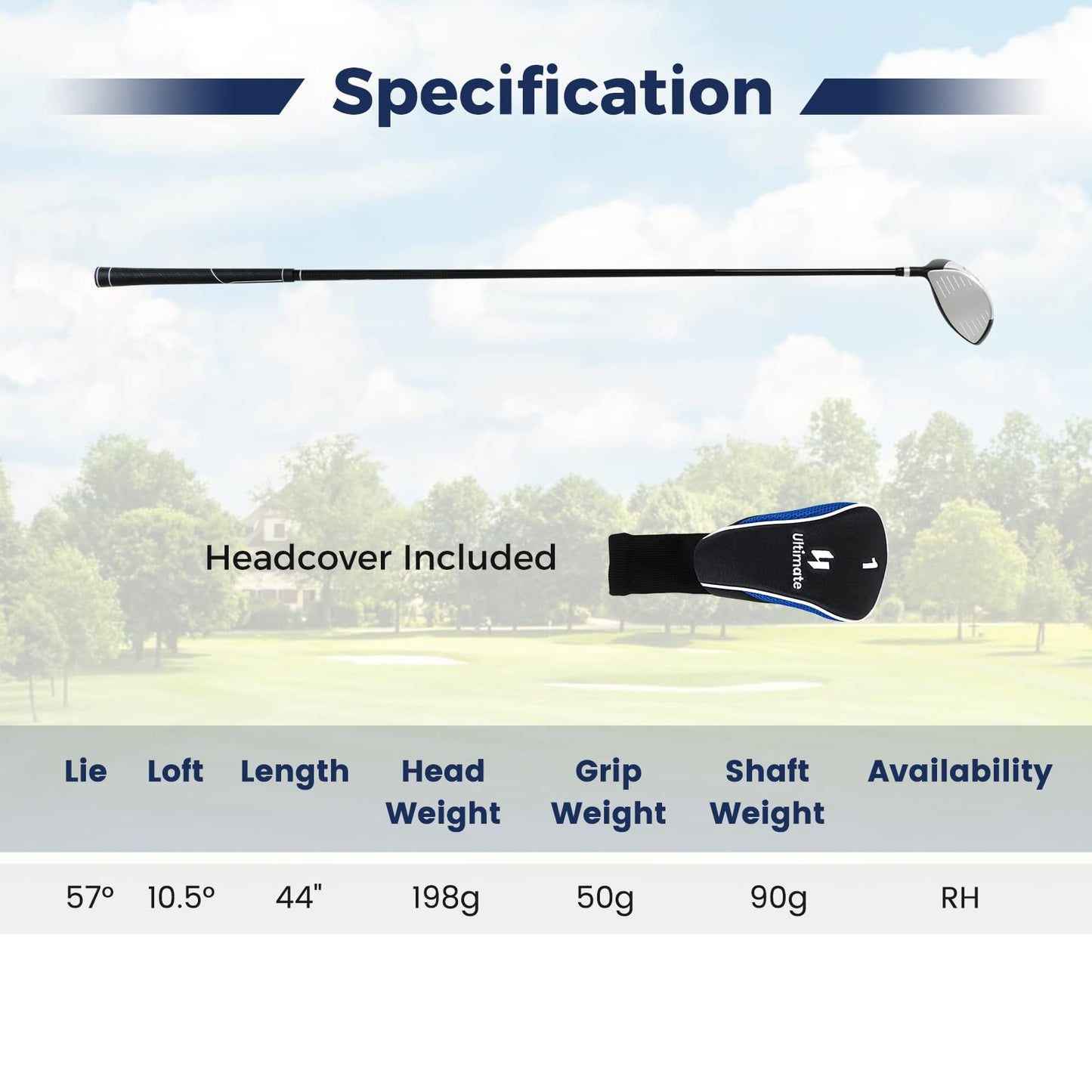 Tangkula Driver de golf pour hommes débutants, club de golf driver 460CC droitier, driver de golf en alliage d'aluminium 10,5° avec manche en graphite et couvre-tête