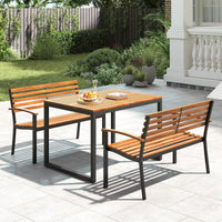 Banc d'extérieur Tangkula, causeuse de patio en bois d'acacia avec dossier et accoudoirs