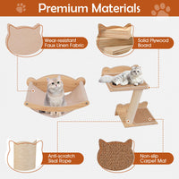 Tangkula Cat Wall Shelves, Wall Mounted 4pcs Kitten Furniture Set with Hammock