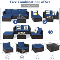 Tangkula 5 Piece Outdoor Patio Furniture Set with Glass Top Coffee Table