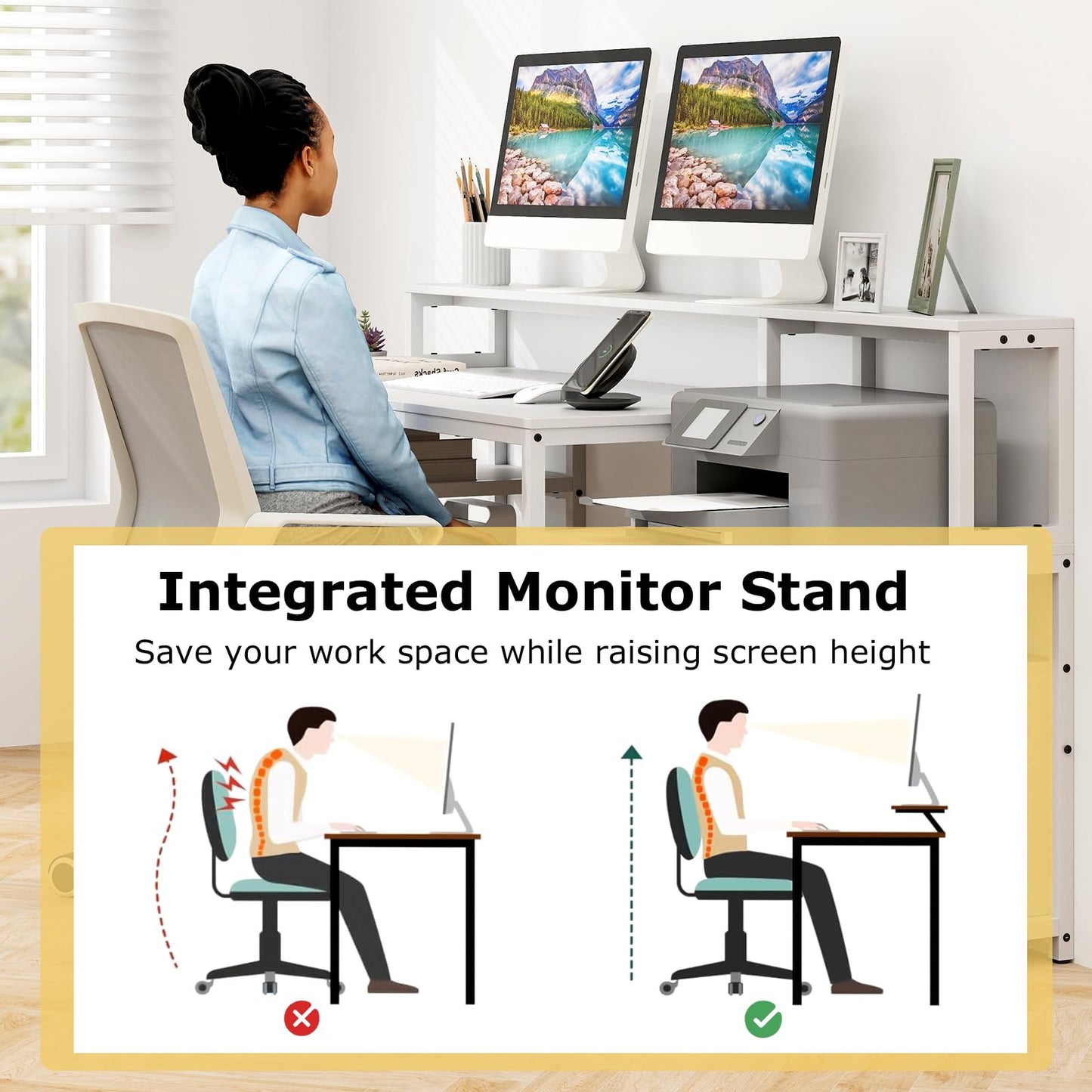 Tangkula Bureau informatique avec prises électriques pour bureau à domicile