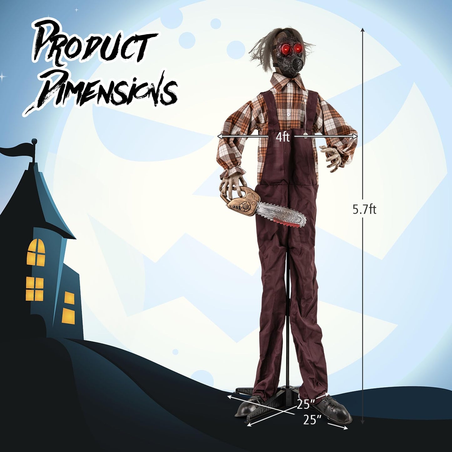 Tangkula 5.7 FT Halloween Animated Shaking Haunted Man with Chainsaws