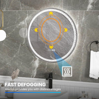 Tangkula LED Bathroom Mirror, Wall Mounted Round Mirror w/ 3-Color Dimmable Lights