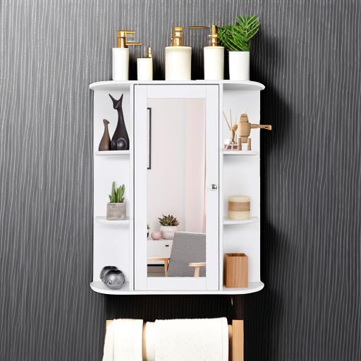 Tangkula Bathroom Medicine Cabinet with Mirror Door and Shelves