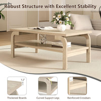 Tangkula 2 Tier Coffee Table with Large Tabletop for Living Room