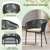 Tangkula Patio Chairs Set of 4 w/Curved Backrest