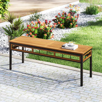Tangkula Outdoor Wicker Bench with Removable Padded Cushion