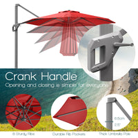 Tangkula 11 Ft Patio Cantilever Umbrella for Backyard Deck Poolside