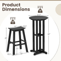 Tangkula 3PCS Outdoor HDPE Bar Table & Chair Set for 2