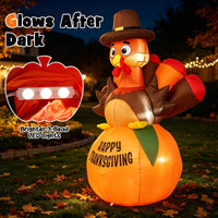 Tangkula 6 ft Happy Thanksgiving Inflatable Turkey Yard Decoration
