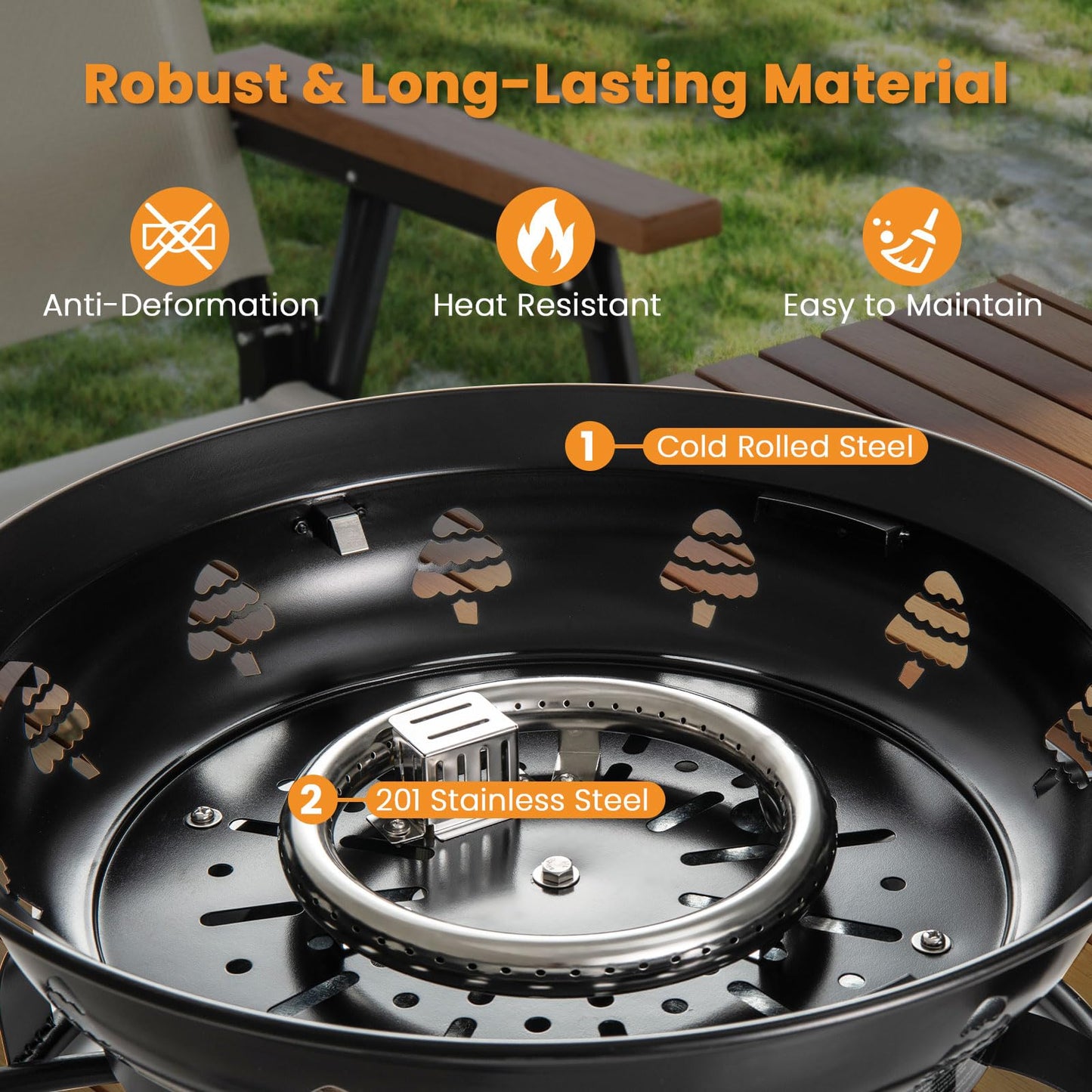 Tangkula 21 Inch Diameter Patio Portable Fire Bowl with Cover
