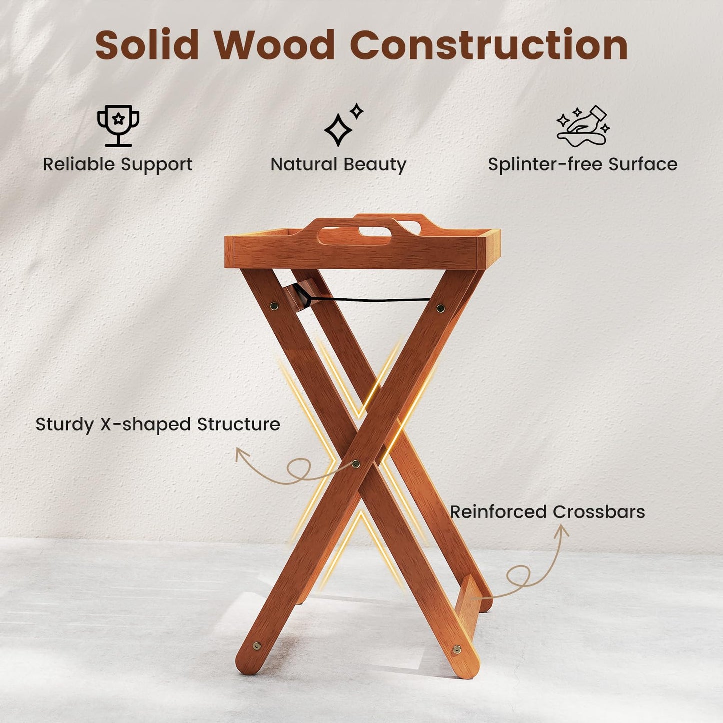 Tangkula Outdoor Wood Tray Table