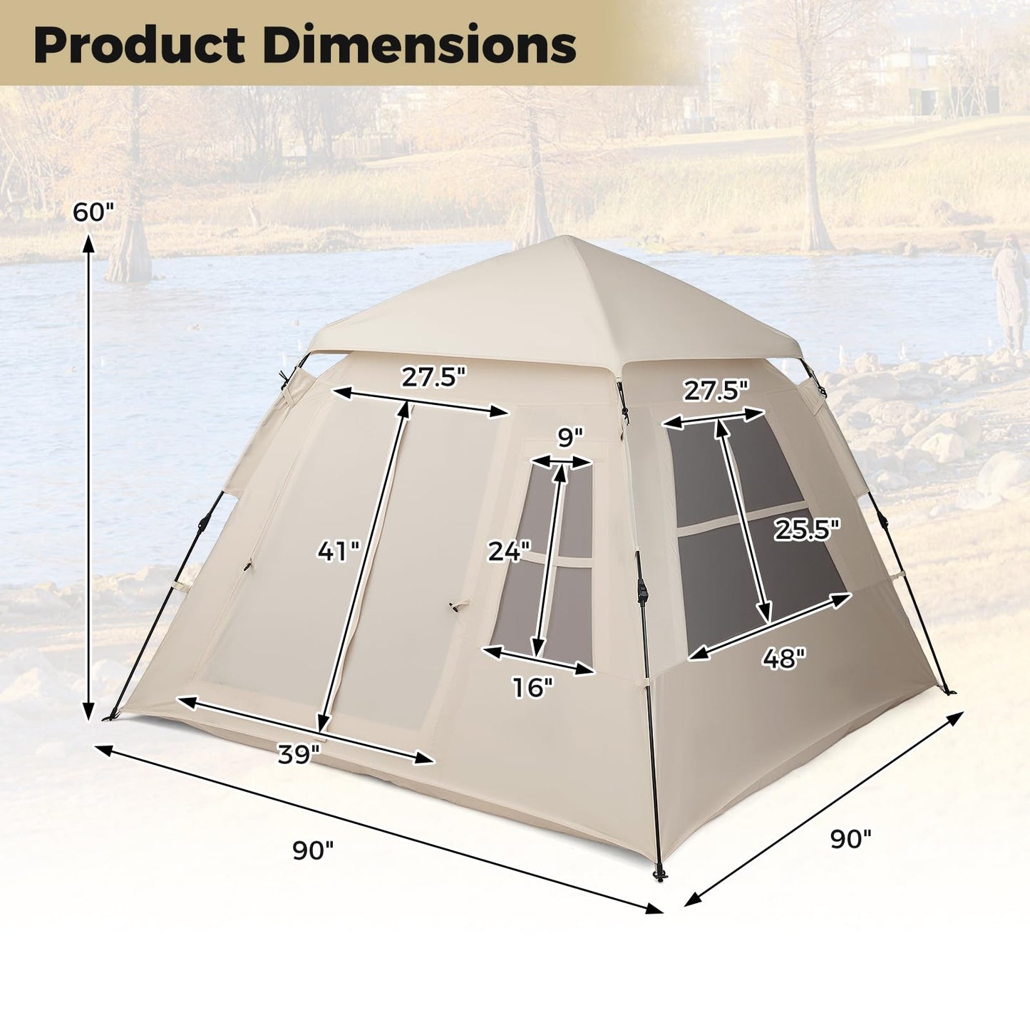 Tangkula 4 Person Camping Tent with Removable Rainfly