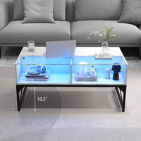 Tangkula LED Coffee Table with 4 Storage Cubes