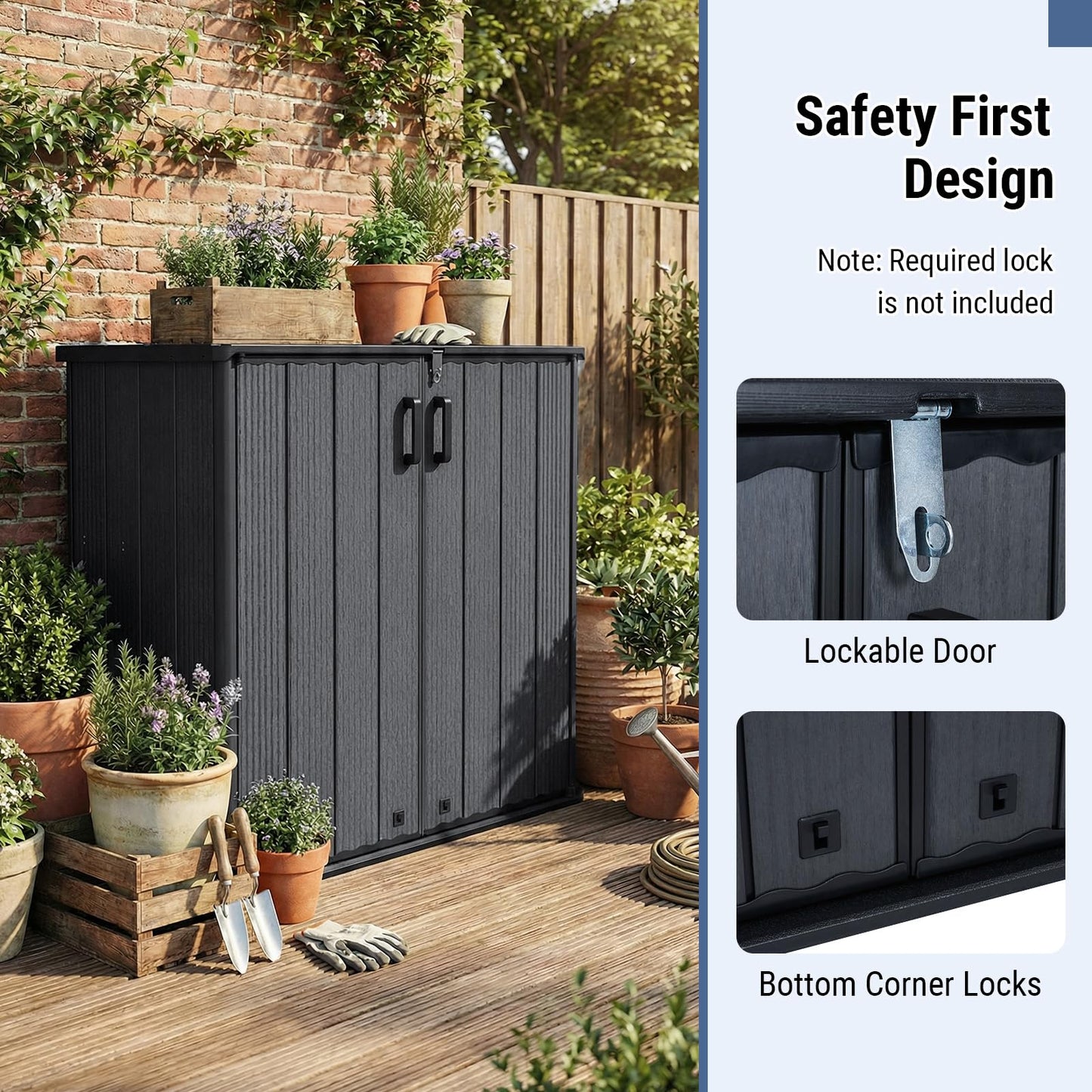 angkula 175 Gallon Outdoor Storage Box All-Weather Resin Patio Storage Box