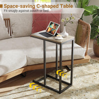 Tangkula C-Shaped End Table Slide Under Couch TV Tray