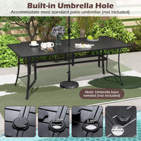 Tangkula 76” Rectangular Patio Table with Umbrella Hole and 8 Swivel Chairs with Heavy-Duty Metal Frame
