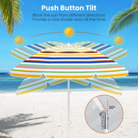 Tangkula 6.5 FT Beach Umbrella for Sand with Tilt Adjustment