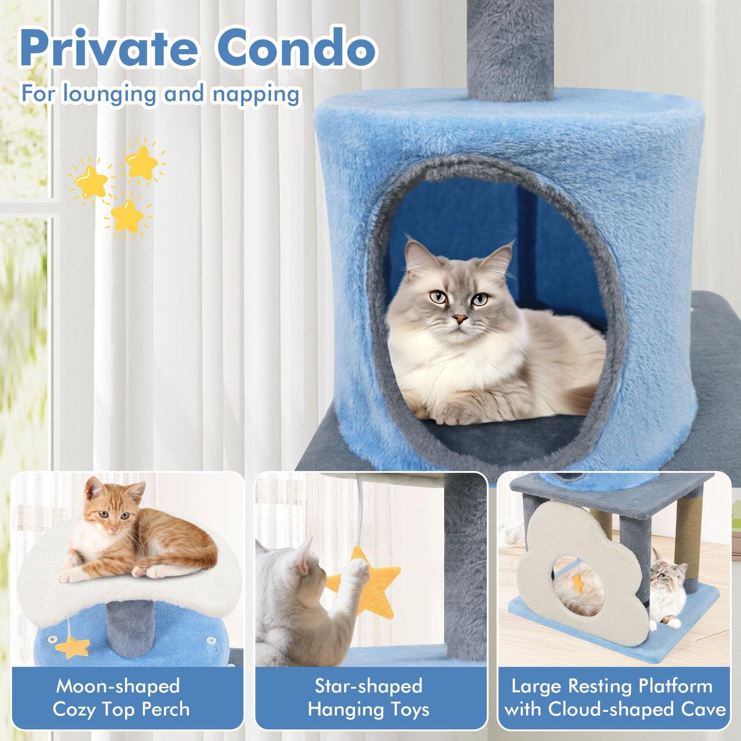 Tangkula 31.5 Inch Multi-Level Cat Tower with Jute Scratching Posts